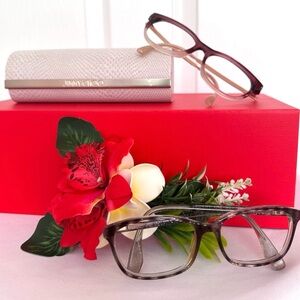 JIMMY CHOO ~ 2-Reading Glass Frames with Snakeskin Embossed Magnetic Case Holder